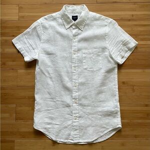 J. Crew Factory Short-Sleeve White Linen Button Up Shirt